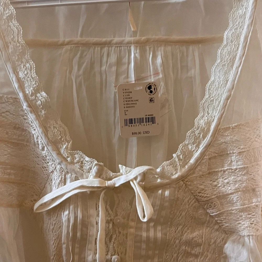 Free People Forevermore Long-sleeve Lace Detail Blouse NWOT - Picture 12 of 16